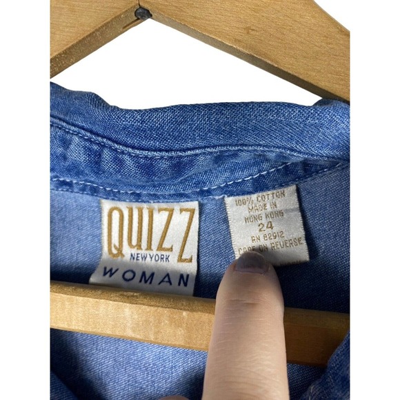 Quizz Shirt 24 2X Embroidered Denim Chambray Sailboat Boat Nautical Womens - Picture 6 of 7